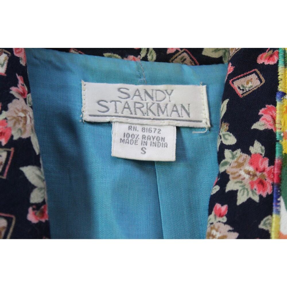 *Flawed* Sandy Starkman Embroidered Jacket Heart Floral Small Art to Wear Boho - Picture 6 of 16
